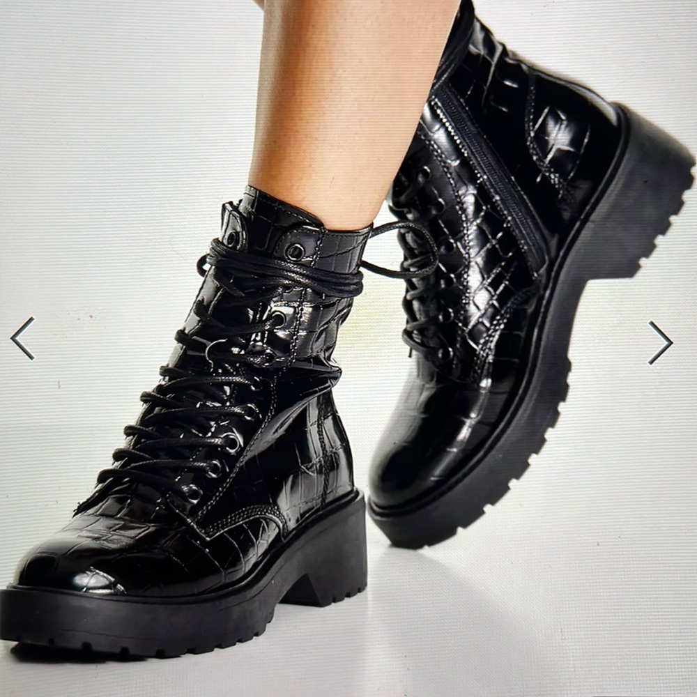 Steve Madden Tornado Lace Up Croc Combat Boots